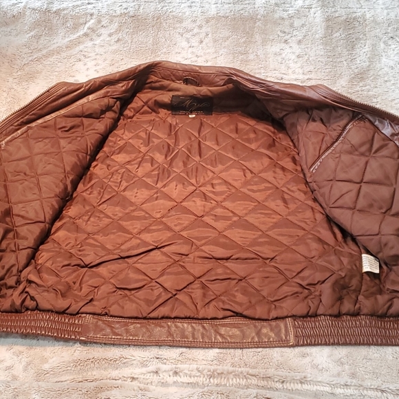 Vintage Montgomery Ward Brown Leather Bomber Jacket Size 42 or Women's 12 - Picture 7 of 8